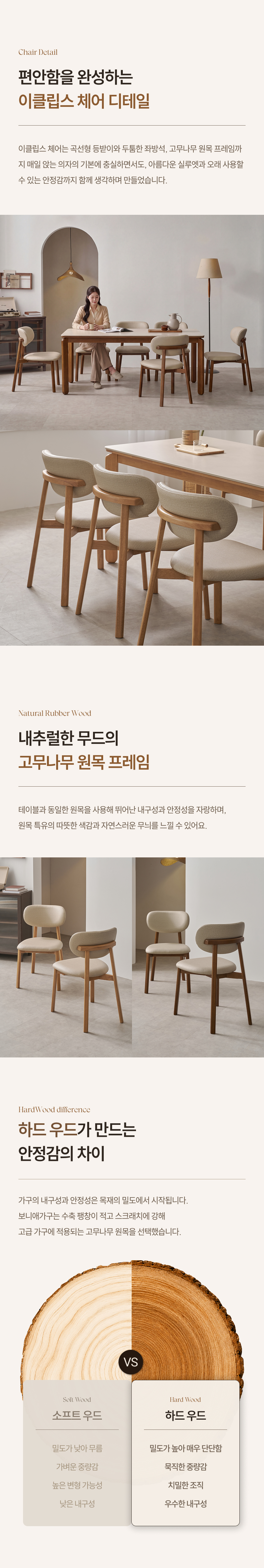 이클립스 고무나무 원목 디자인 체어 인테리어 카페 식탁 의자 상세 이미지 4